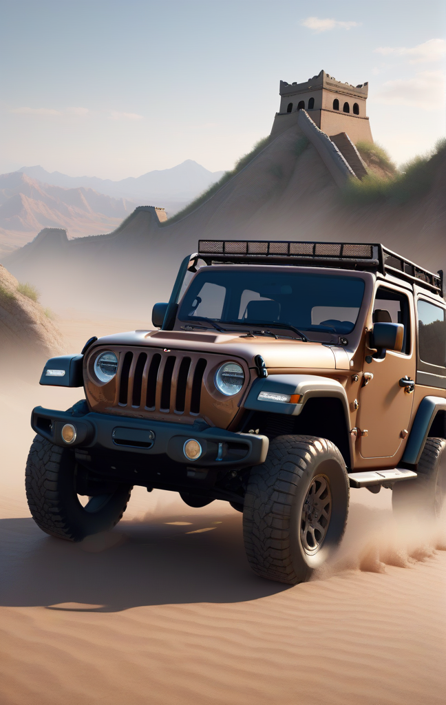 00077-1109110643-JEEP Wrangler, Desert, Great Wall, Grassland,masterpieces,octane render,atmospheric,volumetric lights,Cinematic,delicate,unreal.png